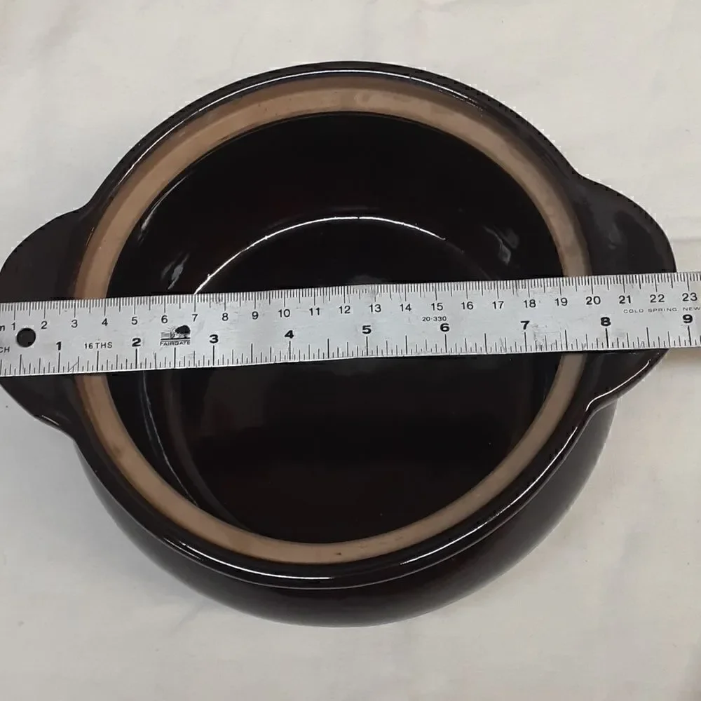 Vintage Monmouth Pottery Bowl Maple Leaf Dip Glaze Stoneware with LID‎